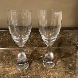 Set of 2 Vintage Holmegaard Princess 8 1/8" Water/Wine Goblets Danish Modern Mcm